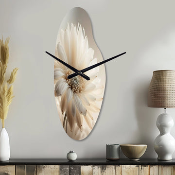 White Gerbera Flowers III - Asymmetric Metal Wall Clock